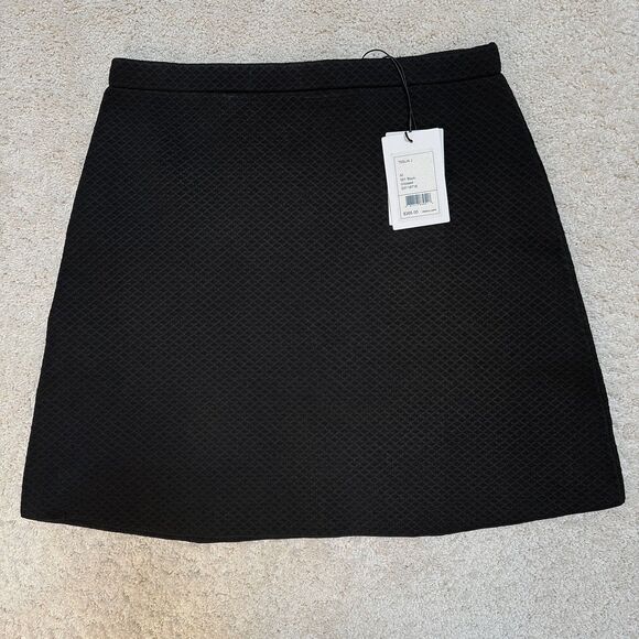 NWT Theory Women's Teslia A-Line Mini Stretchy Slim Fit Skirt Black Sz M RP 298 - Picture 2 of 10